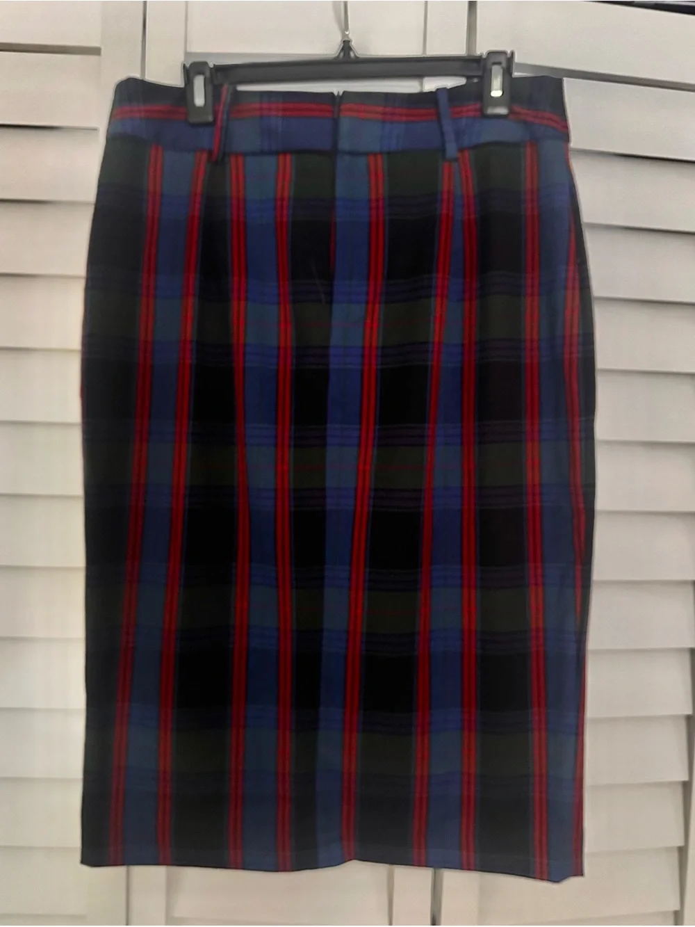 Zara Red, Blue & Black Plaid Pencil Skirt